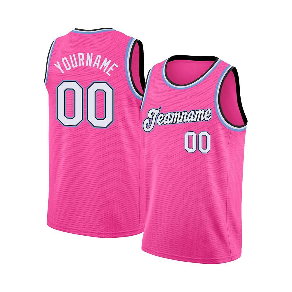 Custom Pink Sky-White Basketball Jersey