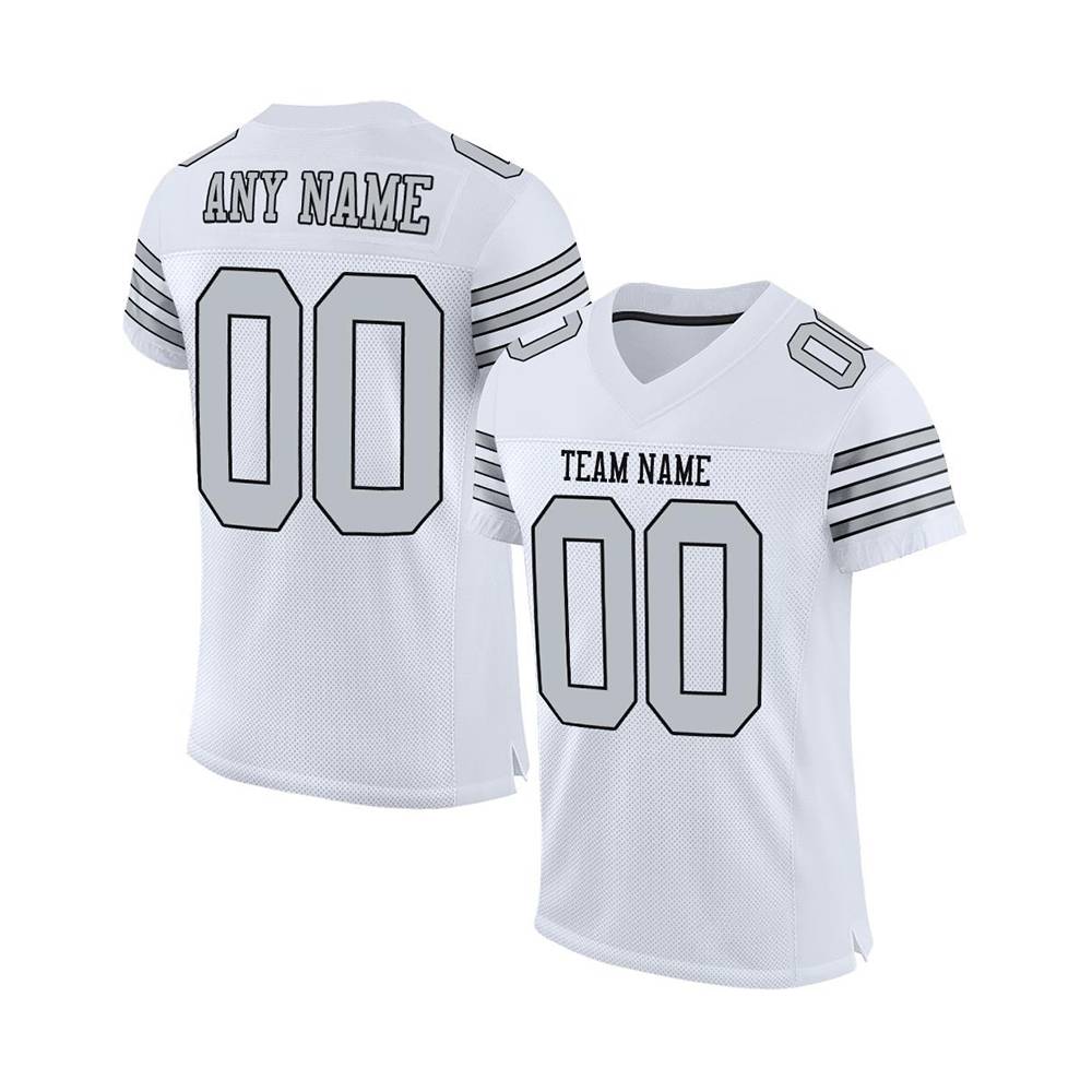 Custom Elite White Silver Football Jersey