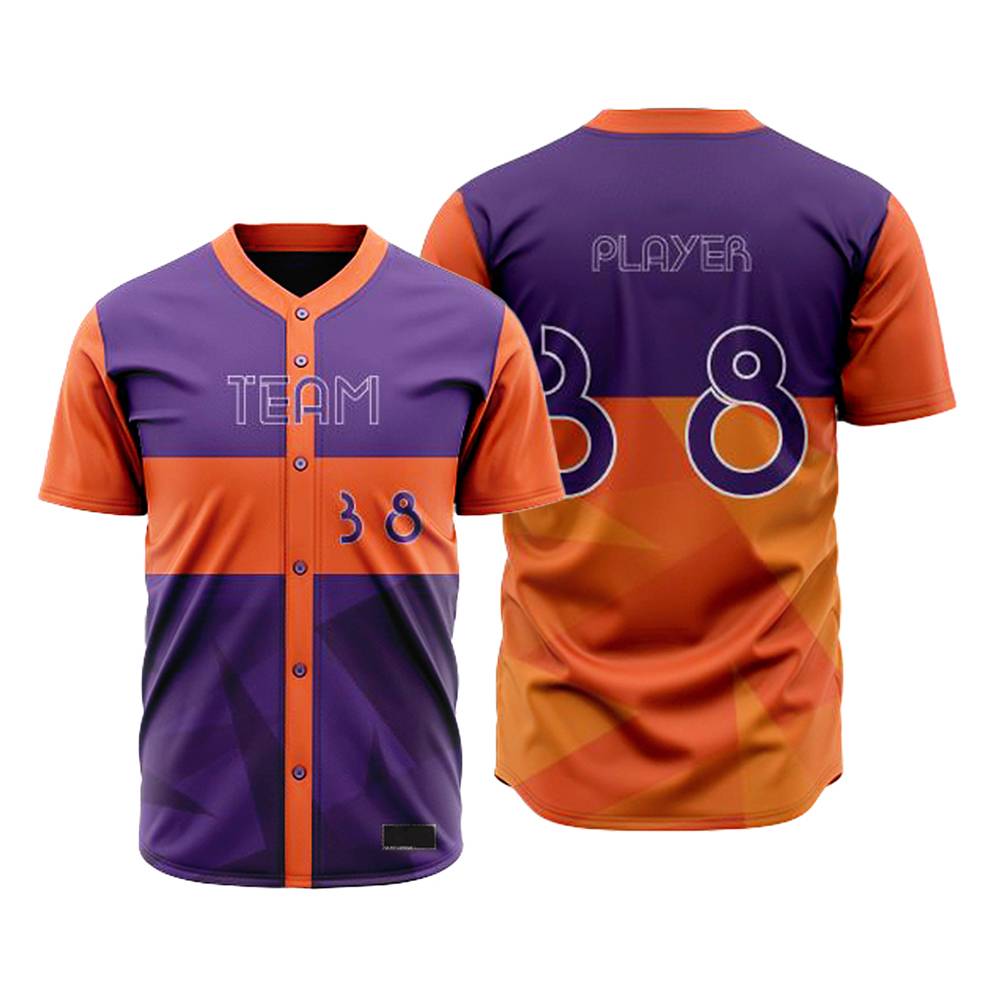 Custom Turbo Orange-Purple Baseball Jersey