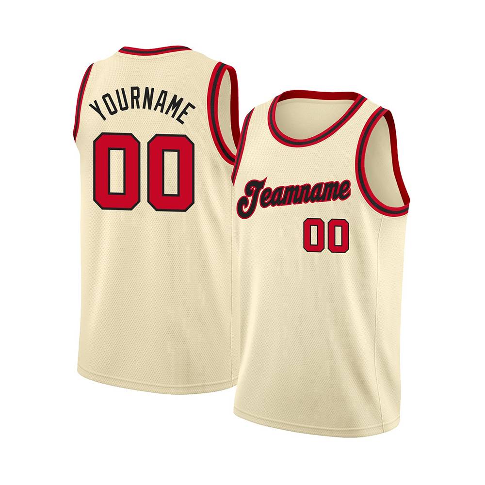 Custom Edge Cream Red-Black Basketball Jersey