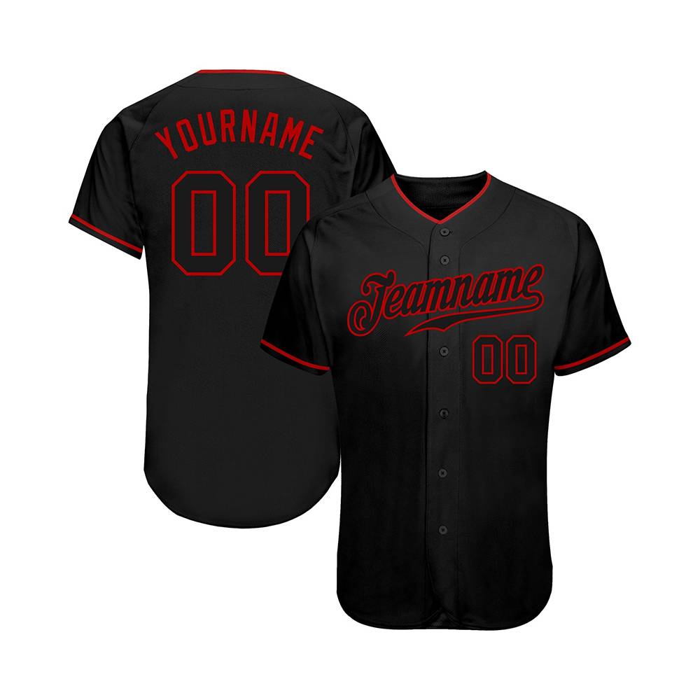 Custom Power Black & Red Baseball Jersey