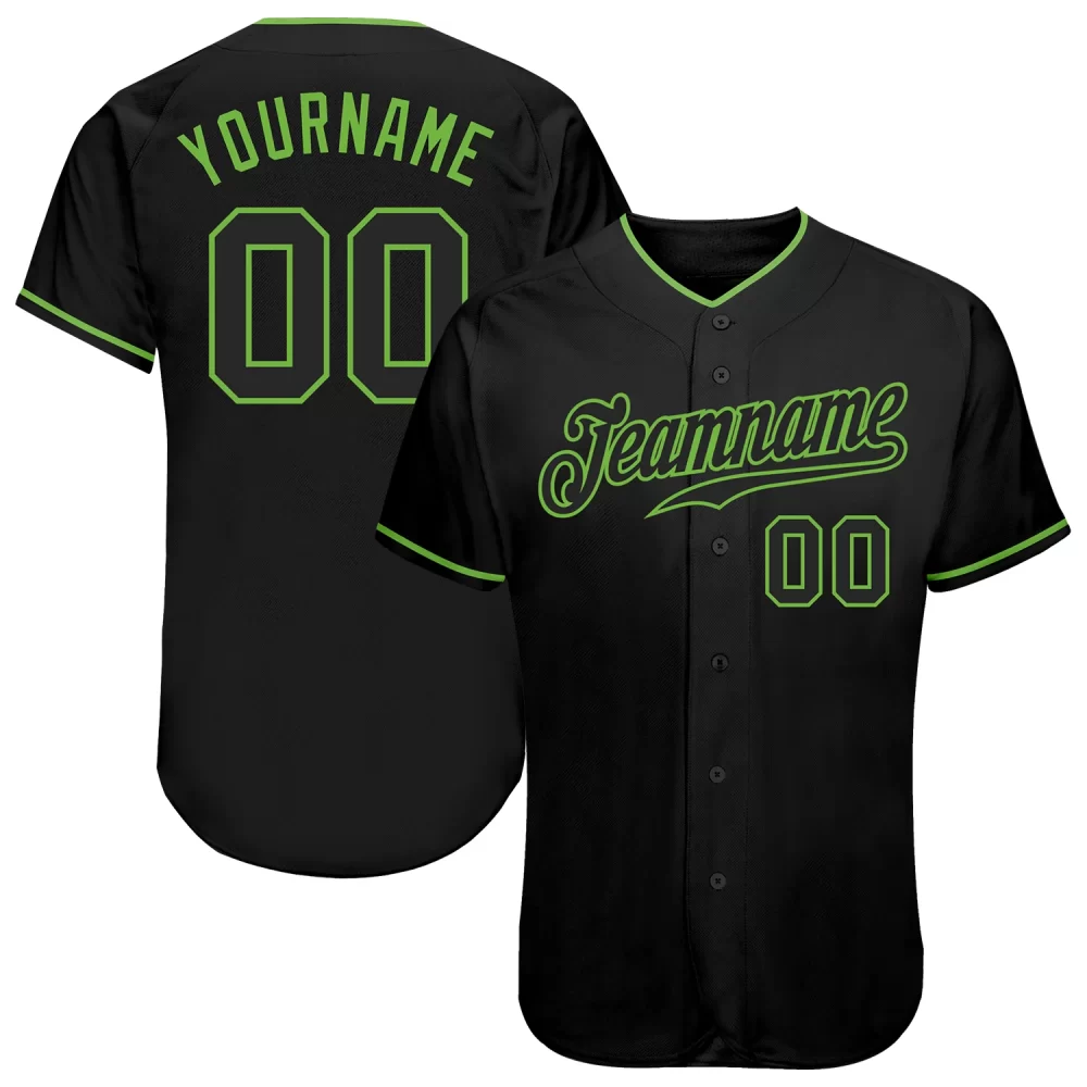 Custom Black-Neon Green Authentic Baseball Jersey