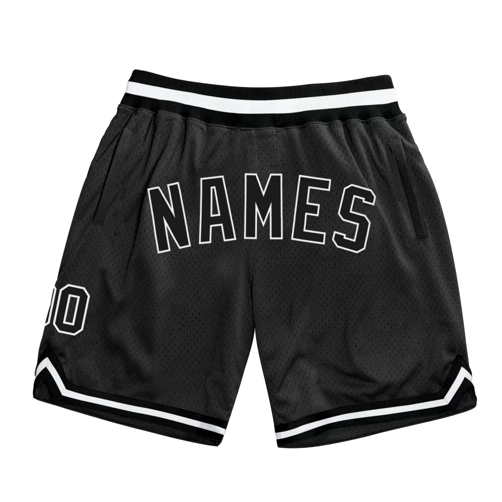 Custom Black-White Authentic Throwback Basketball Shorts