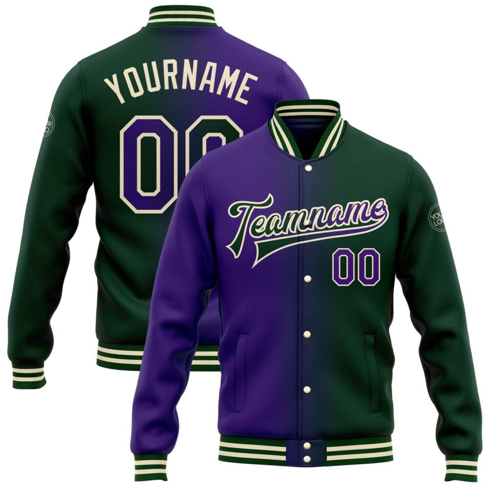 Custom Full-Snap Varsity Letterman Gradient Fashion Jacket