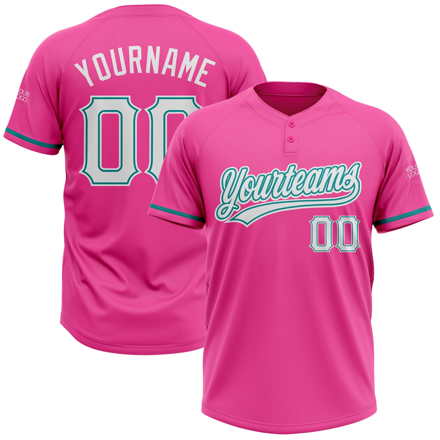 Custom-Pink-White-Teal-Two-Button-Unisex-Softball-Jersey.webp