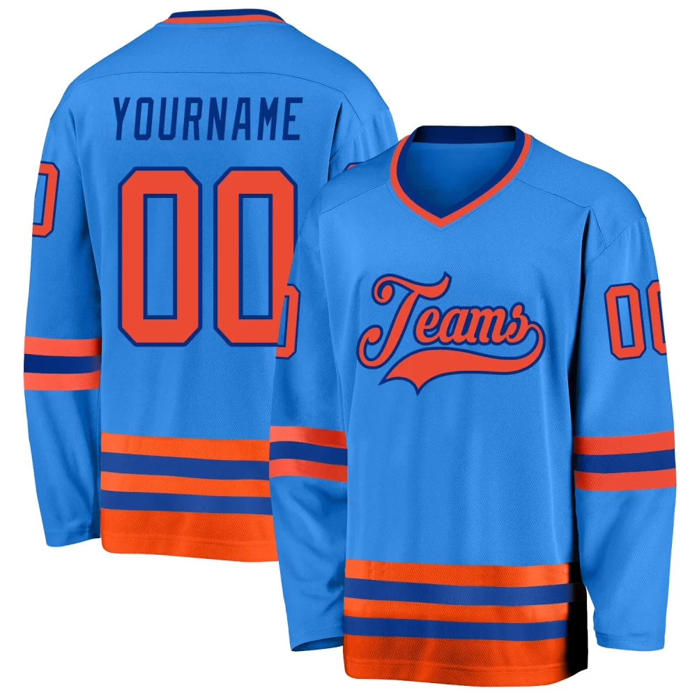 Custom Blue Orange-Royal Hockey Jersey