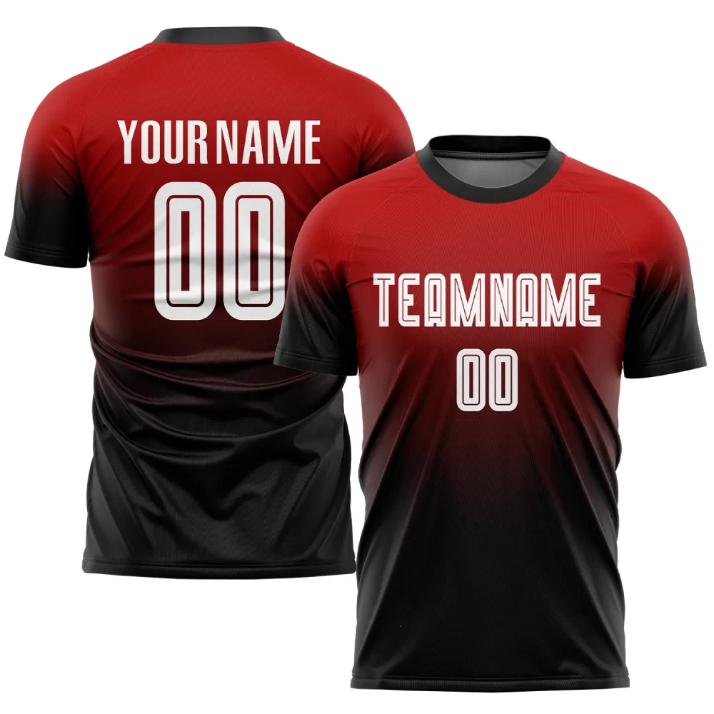 Custom Red-Black Sublimation Fade Fashion Soccer Jersey