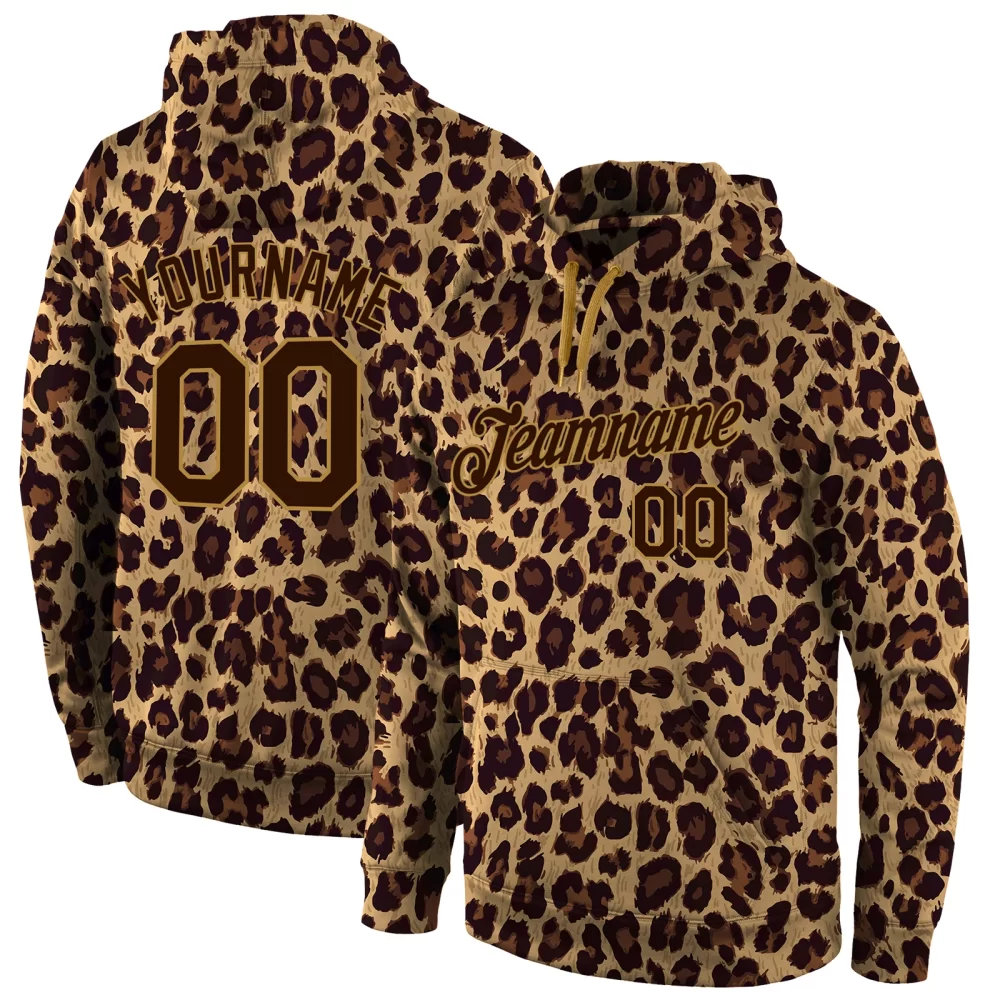 Custom Stitched Brown-Old Gold Sports Pullover Sweatshirt Hoodie