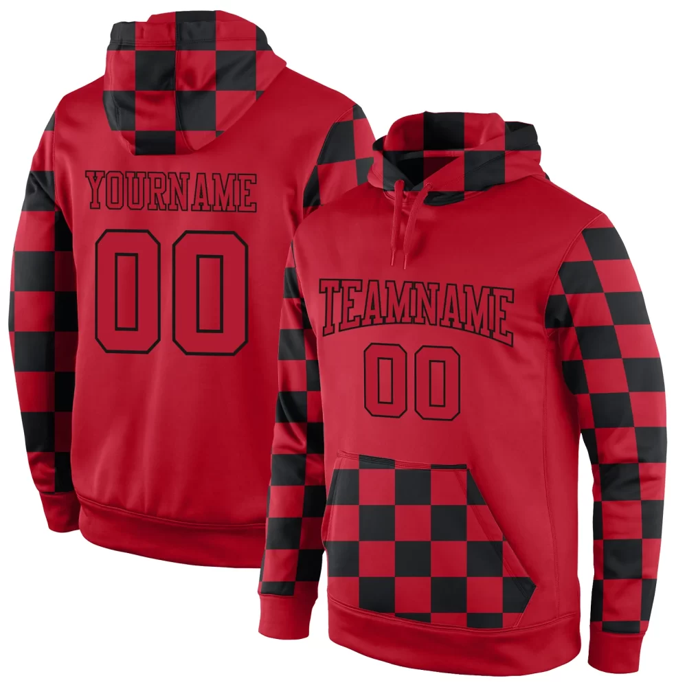 Custom Stitched Red-Black Sports Pullover Sweatshirt Hoodie